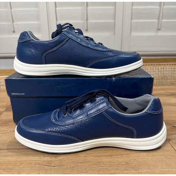 SAS Women's Sporty Lux Lace Up Sneaker Blue Perf Leather Size 10 Wide NIB Comfy - Picture 8 of 14